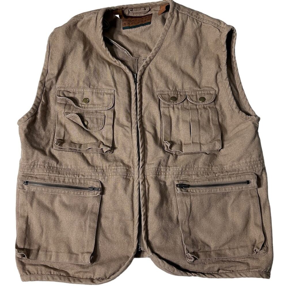 Fishing vest men's northern Explorer vest brown sz large fly fishing  angler